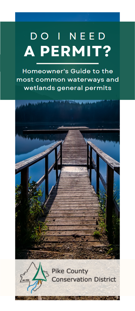 Cover of PCCD's Do I Need A Permit brochure with an image of a dock on the water