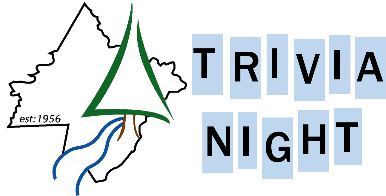 PCCD logo, an outline of Pike County with an illustrated tree and stream with the words "Trivia Night"