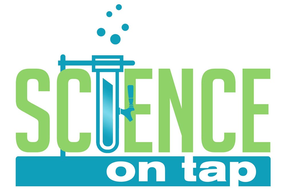 A logo with the words "Science on Tap" where the "I" in science is a chemistry beaker