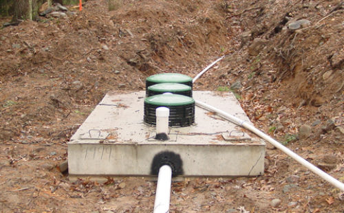 An on-lot septic system being installed.