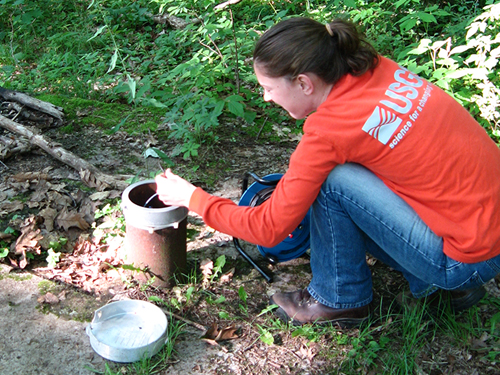 Watershed Specialist sending a probe down a well head