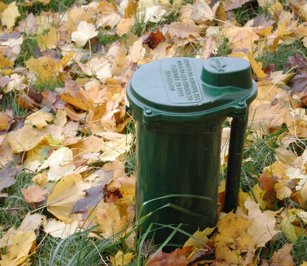 Groundwater well surrounded by fallen leaves