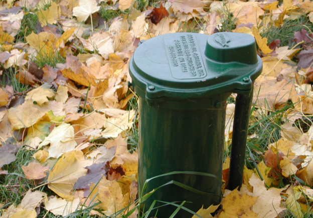 Groundwater well surrounded by fallen leaves