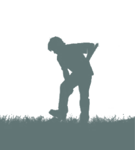 Illustrated silhouette of a person digging